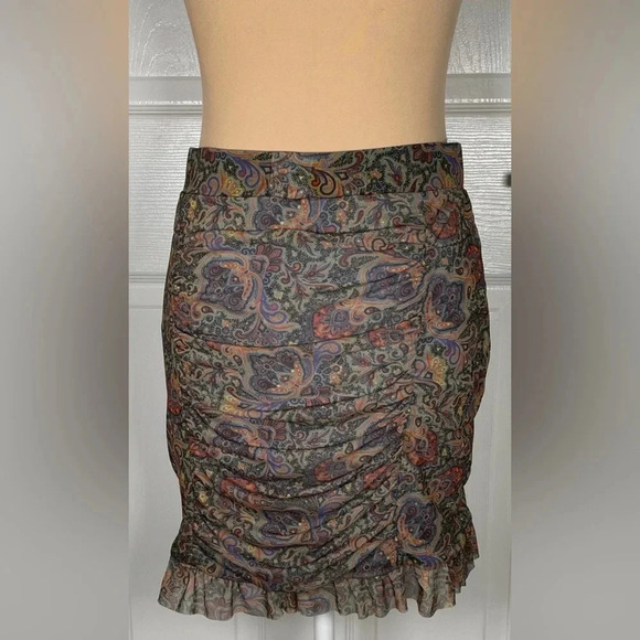 Free People Romi Mesh Paisley Mini Skirt New Medium - Picture 5 of 10